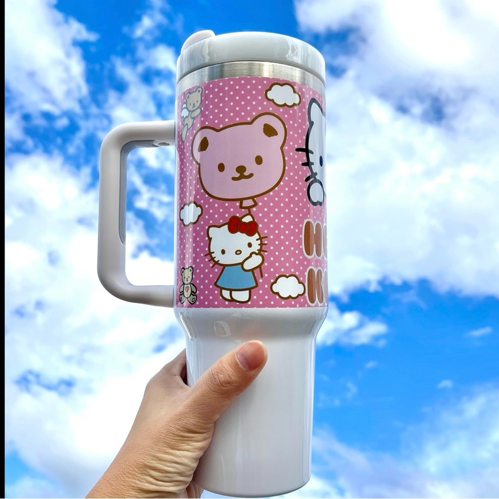 Custom 40oz Tumbler Cartoon Kawaii Hello Kitty,Birthday gift for her.Gift for Mo - Picture 4 of 5